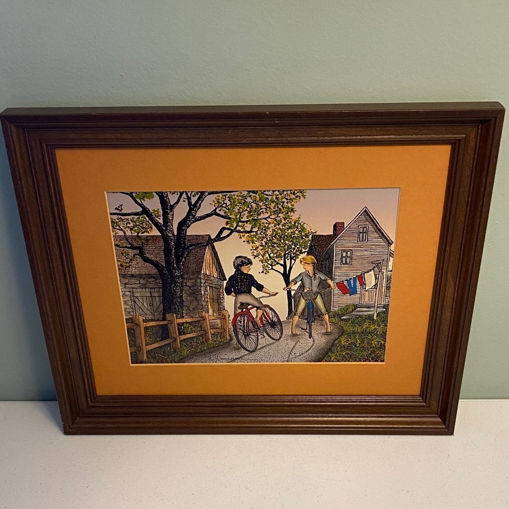 H. Hargrove Serigraph “Puppy Love” Framed Art